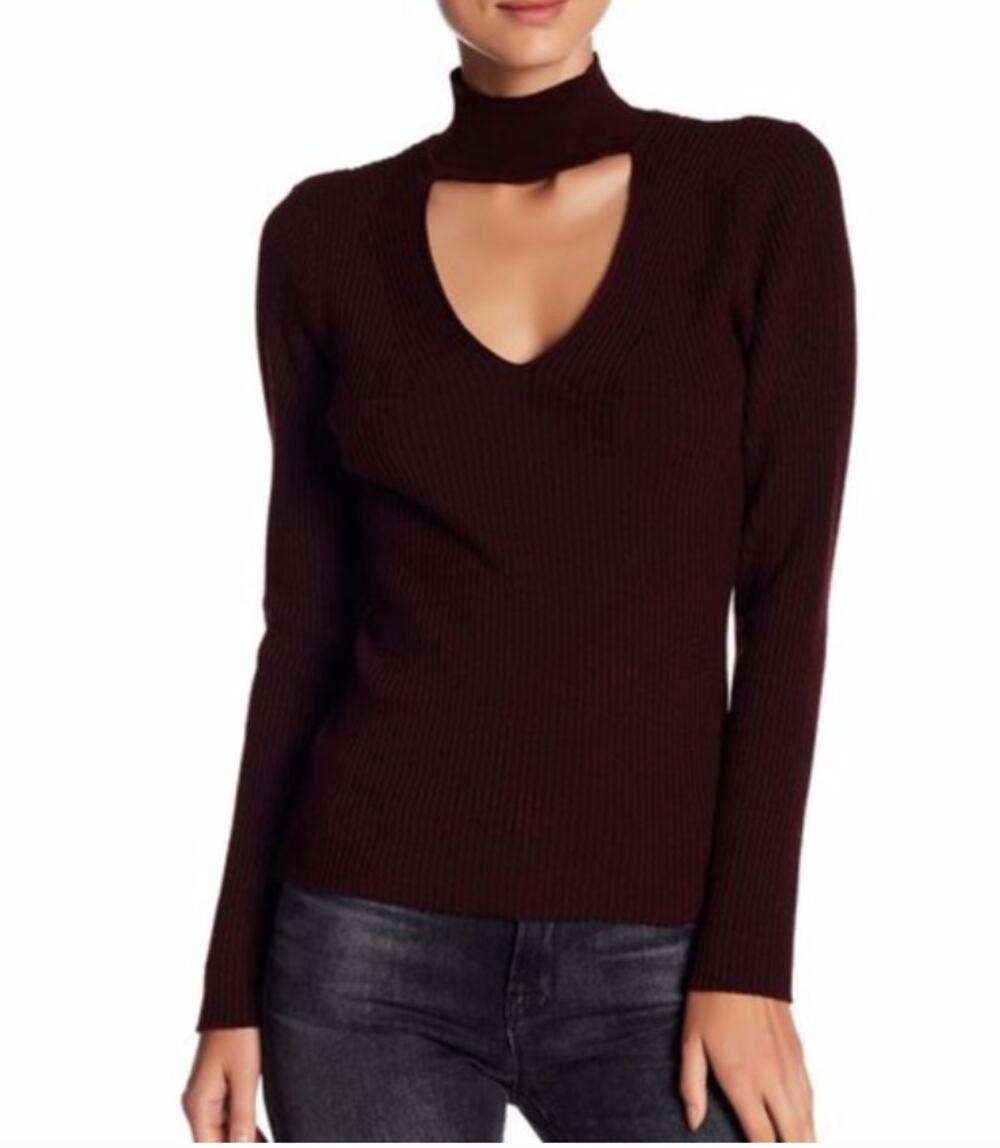 NWT John & Jenn Ribbed Black Keyhole Cutout Sweater / XS
